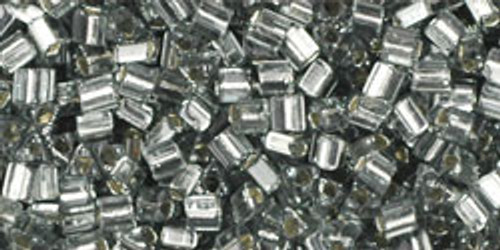 11/0 Triangle Bead - #0029B Gray Transparent Silver Lined *Discontinued*