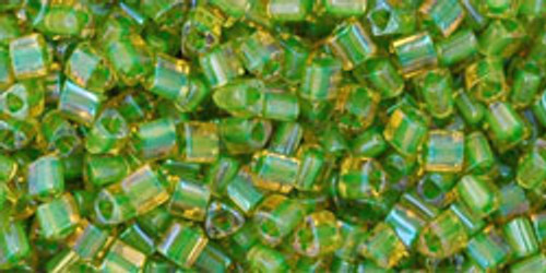11/0 Triangle Bead - #0393 Topaz / Green Opaque Inside Color Lined