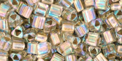 8/0 Triangle - #0994 Clear Transparent Gold Lined Rainbow