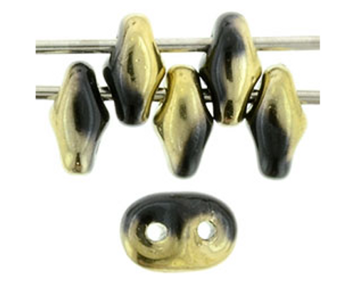 SuperDuo Bead - #B26441 1/2 Coat: Jet / Brass