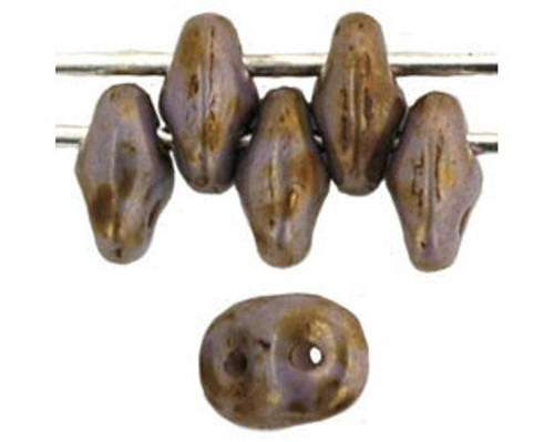 SuperDuo Bead - #P15695 Smoky Topaz Gold Opaque Luster