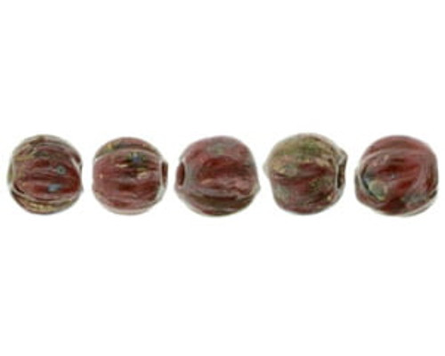 3mm Melon Shaped - Red Bronze Picasso Opaque (100pcs) 3mm Melon Shaped - Red Bronze Picasso Opaque (100pcs)