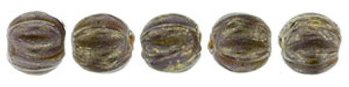 3mm Melon Shaped - Purple Opaque Bronze Picasso (100pcs)