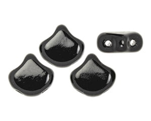 Ginkgo Leaf Bead - Jet Opaque