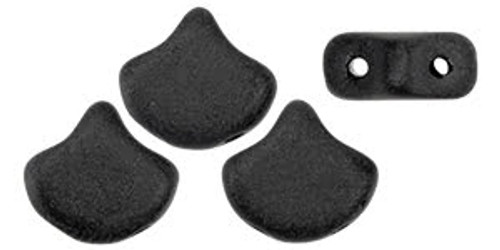 Ginkgo Leaf Bead - Jet Opaque Matte