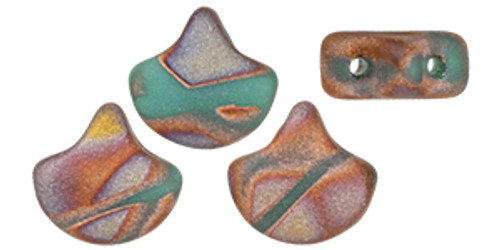 Ginkgo Leaf Bead - Bronze Turquoise Apollo Matte
