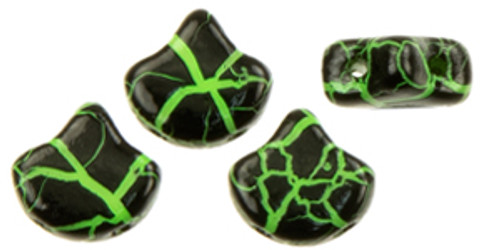 Ginkgo Leaf Bead - Ionic - Jet/Green