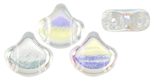 Ginkgo Leaf Bead - Clear - Double Sided Rainbow