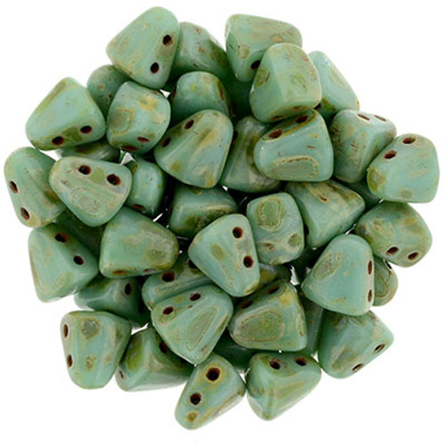 Matubo 2-Hole Nib-Bit - #T6313 Turquoise Opaque Picasso
