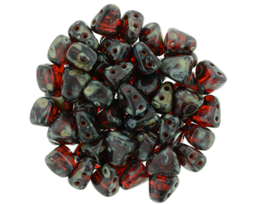 Matubo 2-Hole Nib-Bit - #T9008 Siam Ruby Picasso