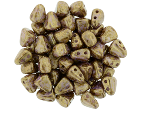 Matubo 2-Hole Nib-Bit - #P15695 Smoky Gold Topaz Opaque Luster