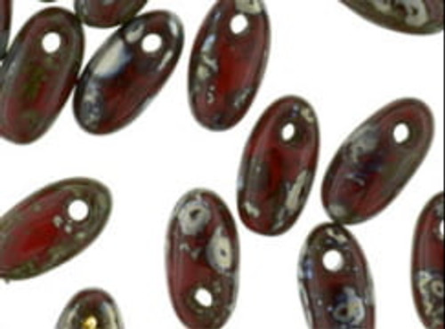 Rizo Beads - #TE9320 Red Opaque Silver Picasso