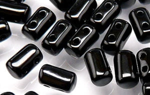 Rulla Two-Holed Beads - Jet Opaque