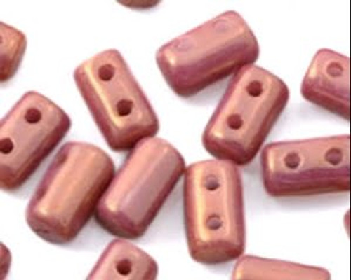 Rulla Two-Holed Beads - Pink Opaque Luster