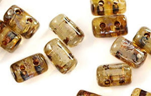 Rulla Two-Holed Beads - Clear Silver Picasso