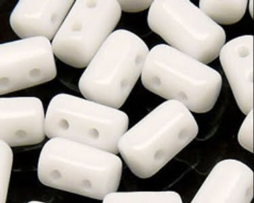 Rulla Two-Holed Beads - White Opaque