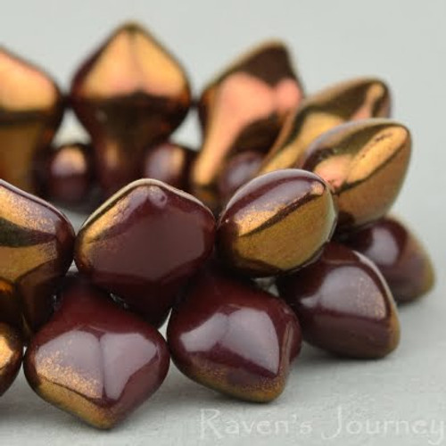 Spades (11x8mm) - Maroon Opaque with Bronze