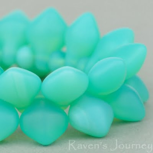 Spades (11x8mm) - Aqua Green Opaline Matte