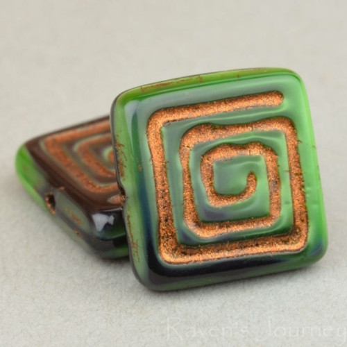 Greek Key (Square 13mm) - Jet Green Opaque Mix with Dark Bronze Wash Greek Key (Square 13mm) - Jet Green Opaque Mix with Dark Bronze Wash
