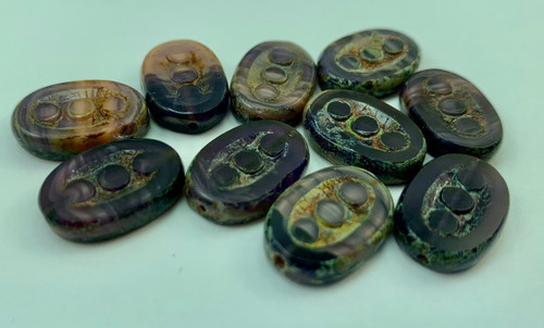 Pea In A Pod Oval (18x12mm) - Eggplant Blend with Picasso