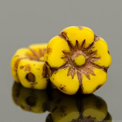 Hibiscus Flower - 7mm Mustard Yellow Bronze