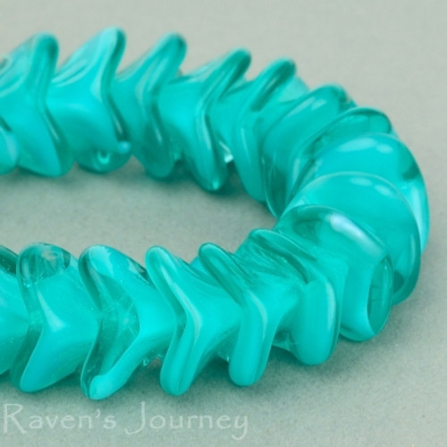 Three Petal Flowers - Aqua White Transparent Opaque Mix