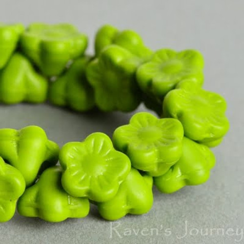 Button Flower (8x6mm) - Chartreuse Opaque Matte