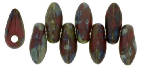 2.5x6mm Mini Dagger - #T9320 Red Opaque Picasso