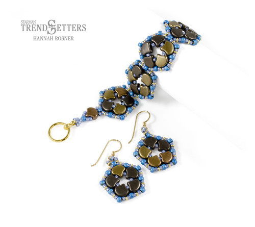 Ginkgo Pentagons Bracelet & Earrings by H. Rosner: Starman's Trendsetter Pattern