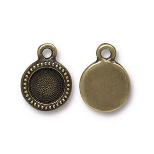Charms: Drop, SS34 Beaded Bezel by TierraCast | Pk of 2
