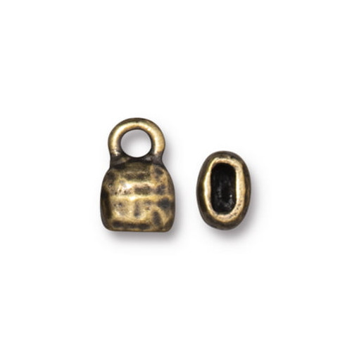 Tierracast: Distressed 4x2mm Crimp End Cap | Pk of 2