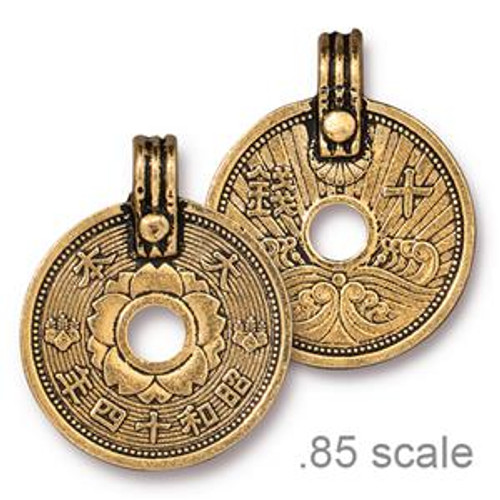 TierraCast Charms: Pendant, Asian Coin | Pk of 2