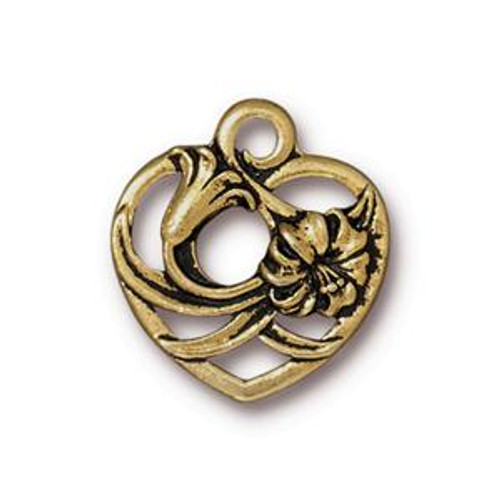 Charms: Drop, Floral Heart by TierraCast | Pk of 2