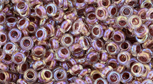 Demi Round Bead by Toho #771 Clear / Strawberry Inside Color Lined Rainbow