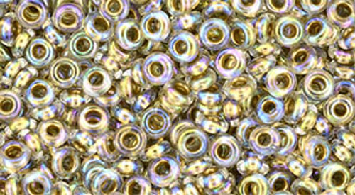 Demi Round Bead by Toho #994 Clear / Gold Inside Color Lined Rainbow Demi Round Bead by Toho #994 Clear / Gold Inside Color Lined Rainbow