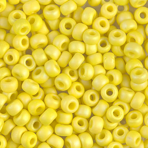 Round Seed Bead by Miyuki - #404-FR Yellow Opaque Rainbow Matte