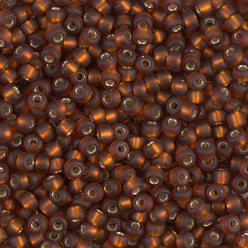Round Seed Bead by Miyuki - #5-F Dark Topaz Transparent Silver-Lined Matte