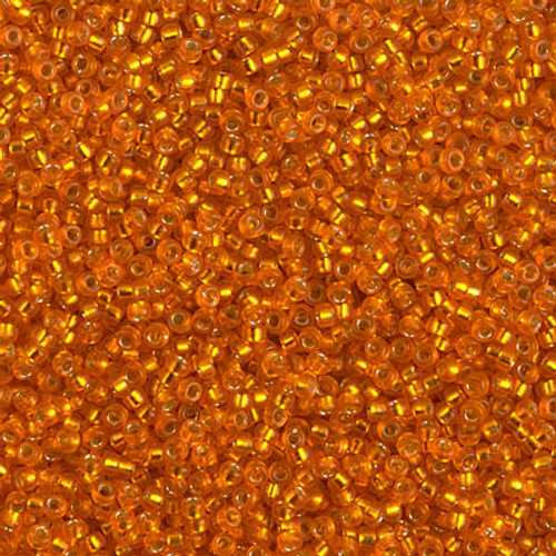 Round Seed Bead by Miyuki - #1625 Dyed Light Orange Transparent Silver-Lined Semi-Matte