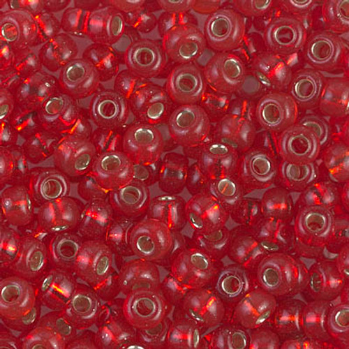 Round Seed Bead by Miyuki - #140-S Red Orange Transparent Silver-Lined
