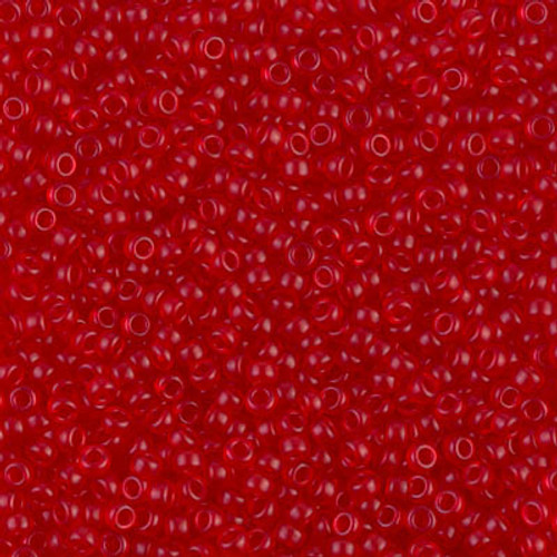 Round Seed Bead by Miyuki - #140-SF Red Orange Transparent Semi-Matte