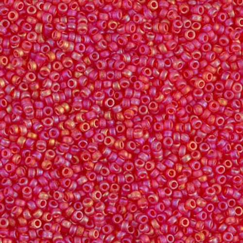 Round Seed Bead by Miyuki - #140-FR Red Orange Transparent Rainbow Matte
