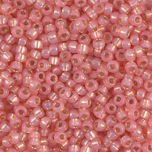 Round Seed Bead by Miyuki - #642 Dyed Salmon Transparent Silver-Lined Alabaster
