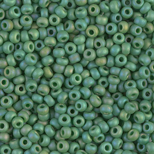 Round Seed Bead by Miyuki - #411-FR Green Opaque Rainbow Matte