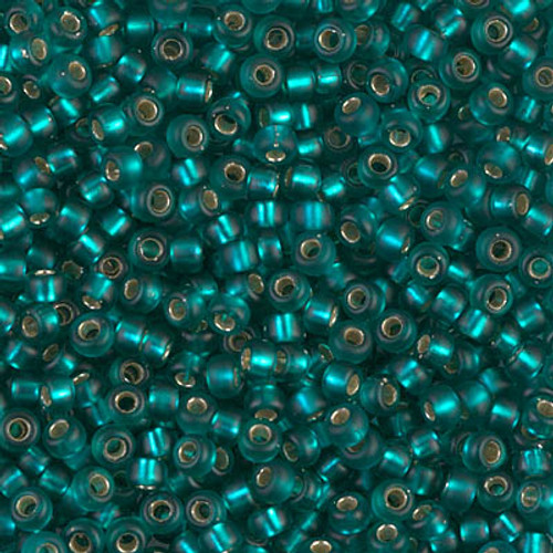 Round Seed Bead by Miyuki - #2425-F Teal Transparent Silver-Lined Matte