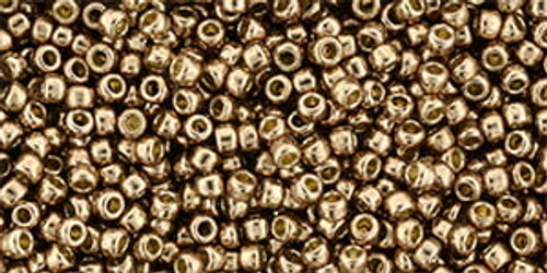 Round Seed Bead by Toho - #PF593 PermaFinish - Galvanized Almond Round Seed Bead by Toho - #PF593 PermaFinish - Galvanized Almond
