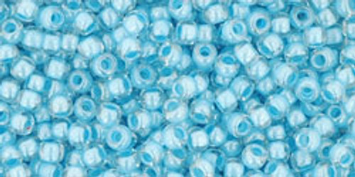 Round Seed Bead by Toho - #351 Clear / Blue Opaque Inside Color Lined Round Seed Bead by Toho - #351 Clear / Blue Opaque Inside Color Lined