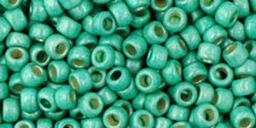 Round Seed Bead by Toho - #PF561-F PermaFinish Galvanized Green Teal Matte
