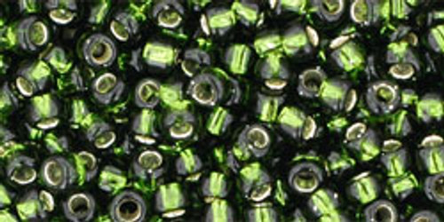 Round Seed Bead by Toho - #37 Olivine Transparent Silver-Lined Round Seed Bead by Toho - #37 Olivine Transparent Silver-Lined
