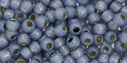 Round Seed Bead by Toho - #PF2102 PermaFinish - Milky Montana Blue Transparent Silver-Lined