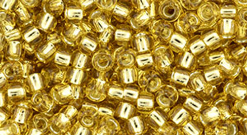 Round Seed Bead by Toho - #PF22 PermaFinish - Light Topaz Transparent Silver-Lined